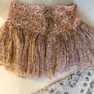 Free People Pink Floral Mini Skirt